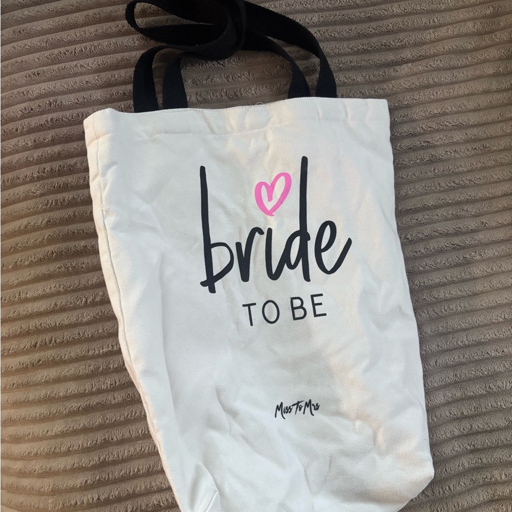 BRIDE TO BE Tote Bag - White with Pink Accent